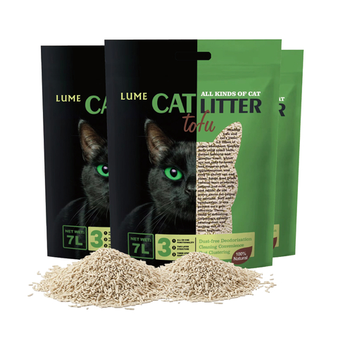 Natural Cat Litter Eco Friendly Tofu Cat Litter Stripe Strong Clumping Flushable Cat Litter