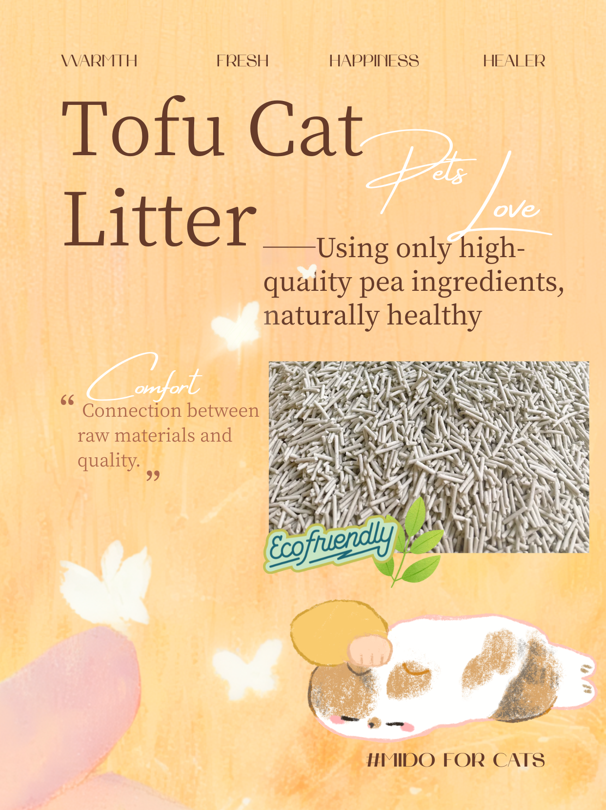 Mido Cat Litter/pure Natural Pea Fiber, Environmentally Friendly