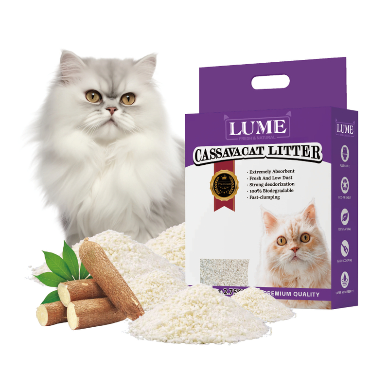 Eco-Friendly Natural Ingredients Ultra-Absorbent Dust-Free And Highly Clumping Tapioca Cat Litter