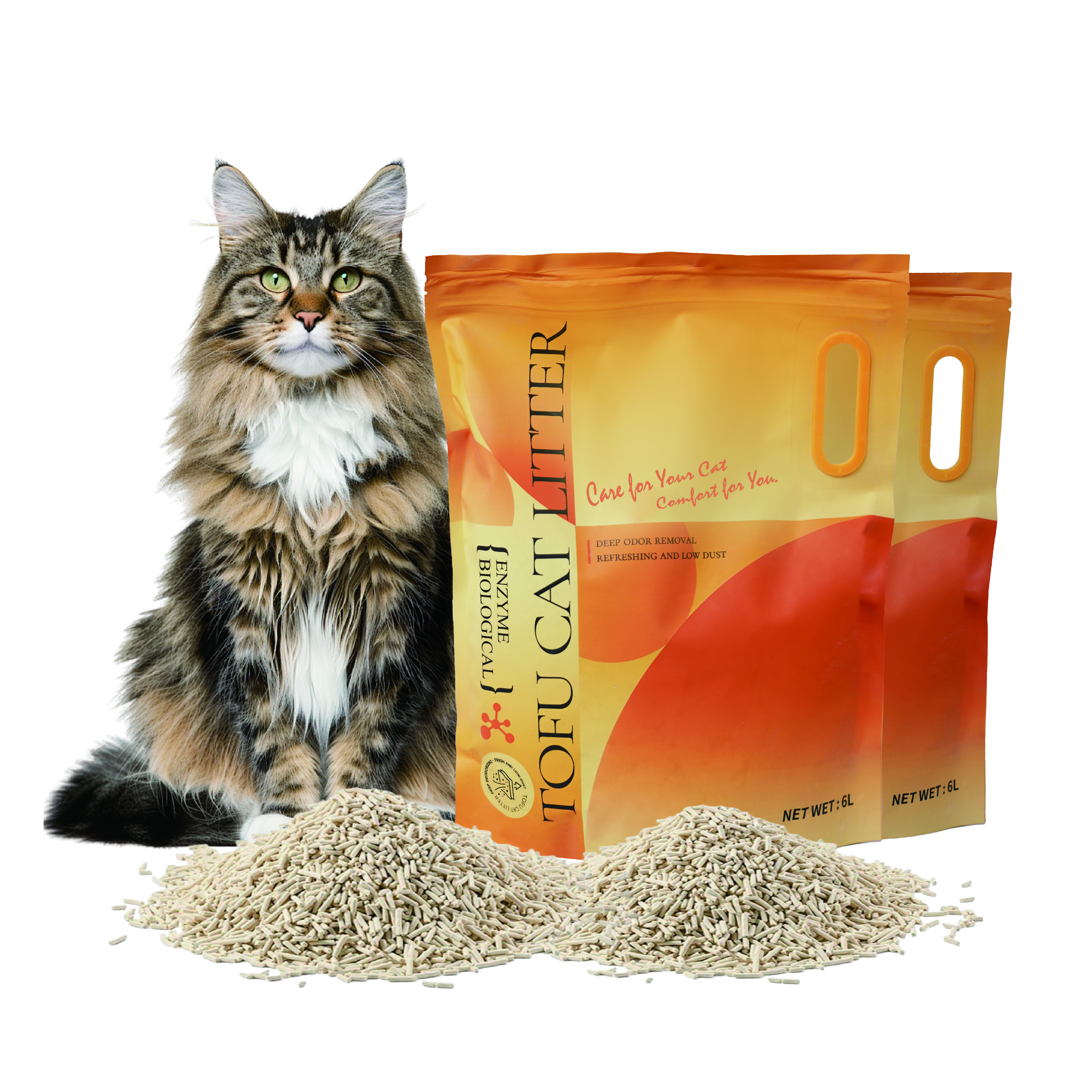 24-Hour Service Dust Free Odor Control Customized Labels Clumping Tofu Cat Litter